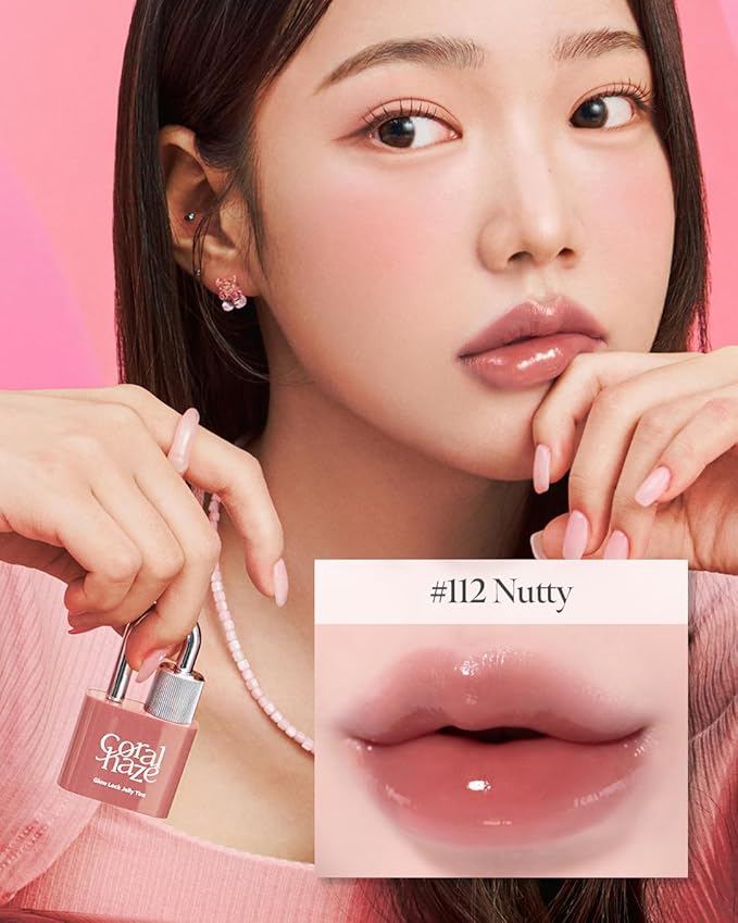 CORALHAZE Glow Lock Jelly Tint 112 Nutty, Hydrating Water Glow Lip Stain, Non-Sticky Juicy Gloss, Long Lasting Glass Shine & Dewy Finish, Lightweight Moisturizing Lip Care, Korean Makeup