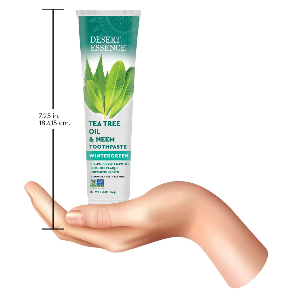 Desert Essence Tea Tree Oil and Neem Toothpaste, Wintergreen, 6.25 oz