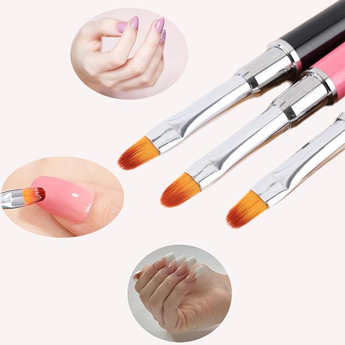 Whmeolyo Nail Art Brushes, 8Pcs Double-Ended Acrylic Nail Brush Set & Picker Brush Tool for Nail Art with PolyGel Gel Acrylic Nails Extension Fine Liner Brushes and Dotting Pen (6,7,8,9,11 mm)