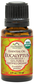 US Organic 100% Pure Eucalyptus Essential Oil (Globulus) - USDA Certified Organic, Steam Distilled - W/Euro droppers (More Size Variations Available) (15 ml /.5 fl oz)