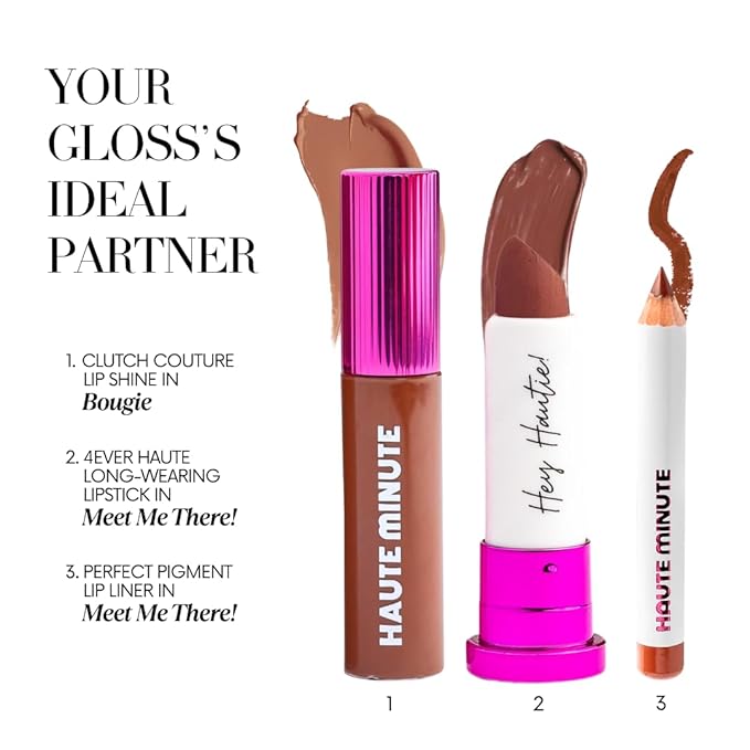Haute Minute Makeup Mini Clutch Couture Lip Shine Gloss, Non-Sticky Lip Gloss, Vegan & Cruelty-free, High Shine Finish & Moisturizing - Bougie