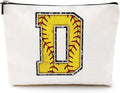 Softball Gifts Initial D Makeup Bag Softball Gifts for Team Cosmetic Bag