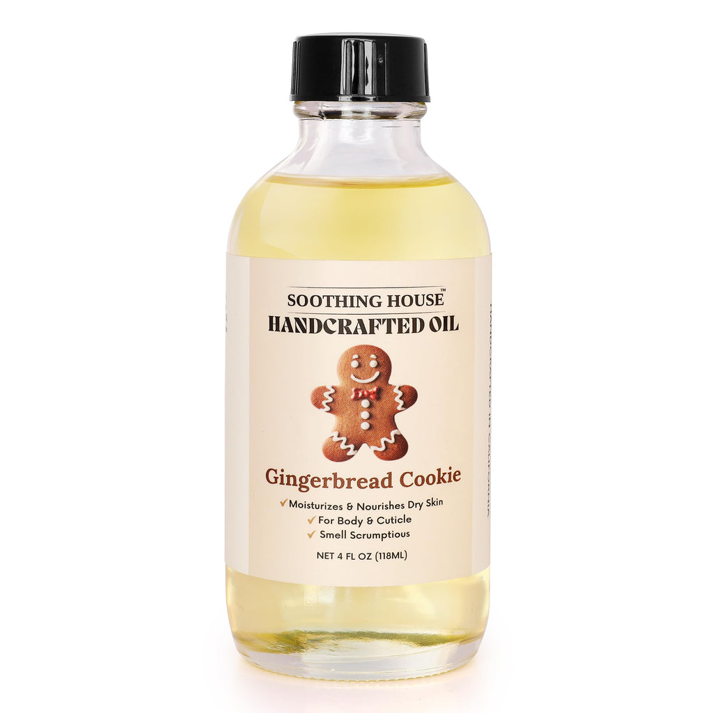 Soothing House Gingerbread Cookie Body Oil: Moisturizing Body Oil for Soft, Glowing Skin with Almond & Jojoba Oil (4 fl oz)