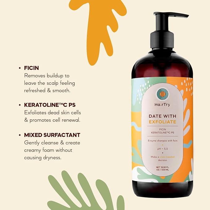 Hair Try Date With Exfoliate – Multi-Function Enzymatic Exfoliating Shampoo with Ficin – For Deep Cleansing & Refreshing of the Scalp – Net 16.90 Fl. Oz/ 500 ml
