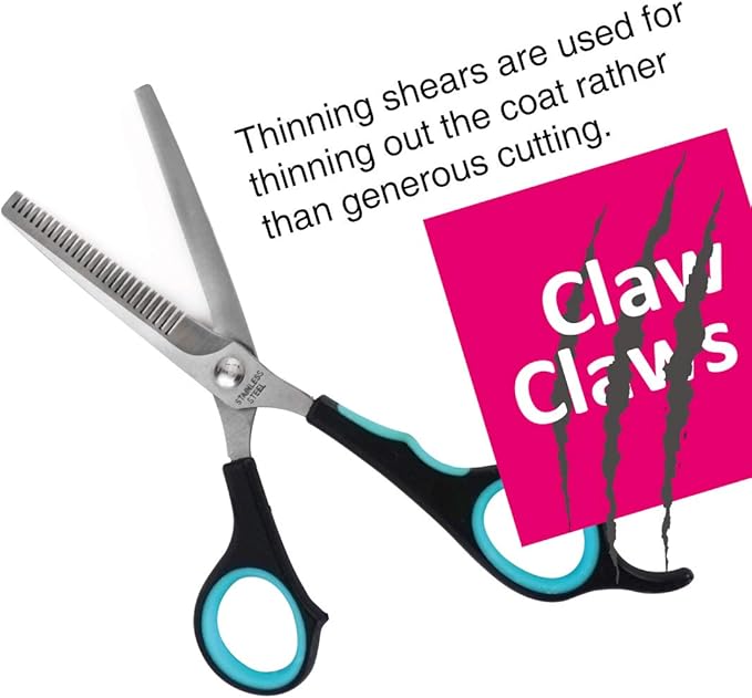 Claw Claws 7 inch Thinning Scissors with 26-Teeth Stainless Steel Blades and Wave Style Handle for for Home Hair Cutting Shears