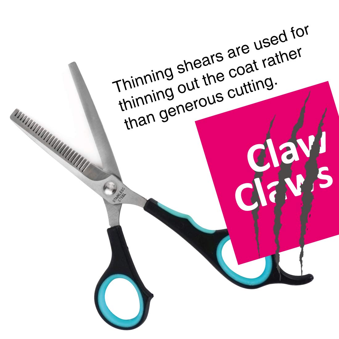 Claw Claws 7 inch Thinning Scissors with 26-Teeth Stainless Steel Blades and Wave Style Handle for for Home Hair Cutting Shears