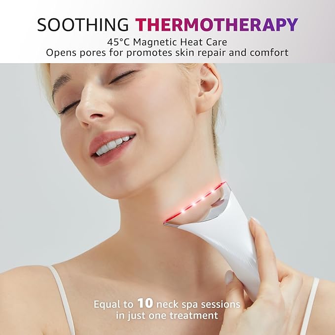 Red Light Therapy for Face and Neck, Renewal Face Lift Device with Vibration Tech, 3 in 1 Face Massager Tool with Thermals, True Beauty Glow Facial Sculptor for Wrinkles, Double Chin