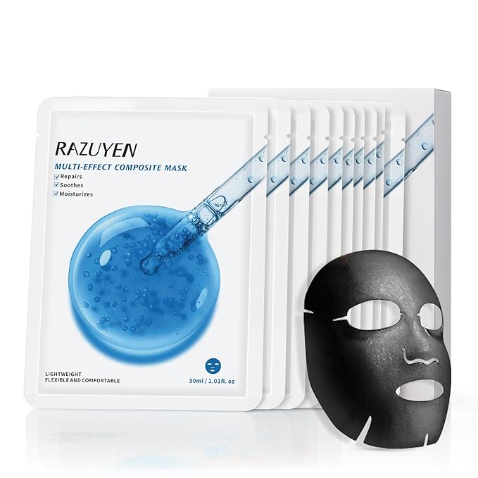 RAZUYEN Soothing Face Sheet Mask for Sensitive Skin, 10 Sheets