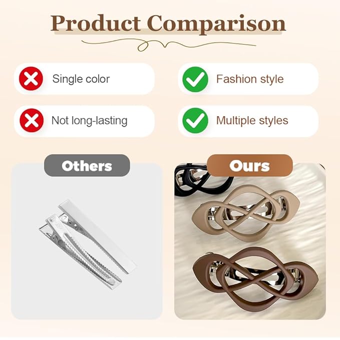 4 Pack Vintage French Barrette Hair Clips, 2025 New Hair Accessories for Women, Strong Hold No Slip Styling (Style D)