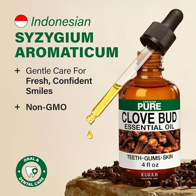 100% Pure Clove Oil - 4 Fl Oz Clove Essential Oil for Hair, Skin, Diffuser, Aromatherapy & DIY Soap Making Scent