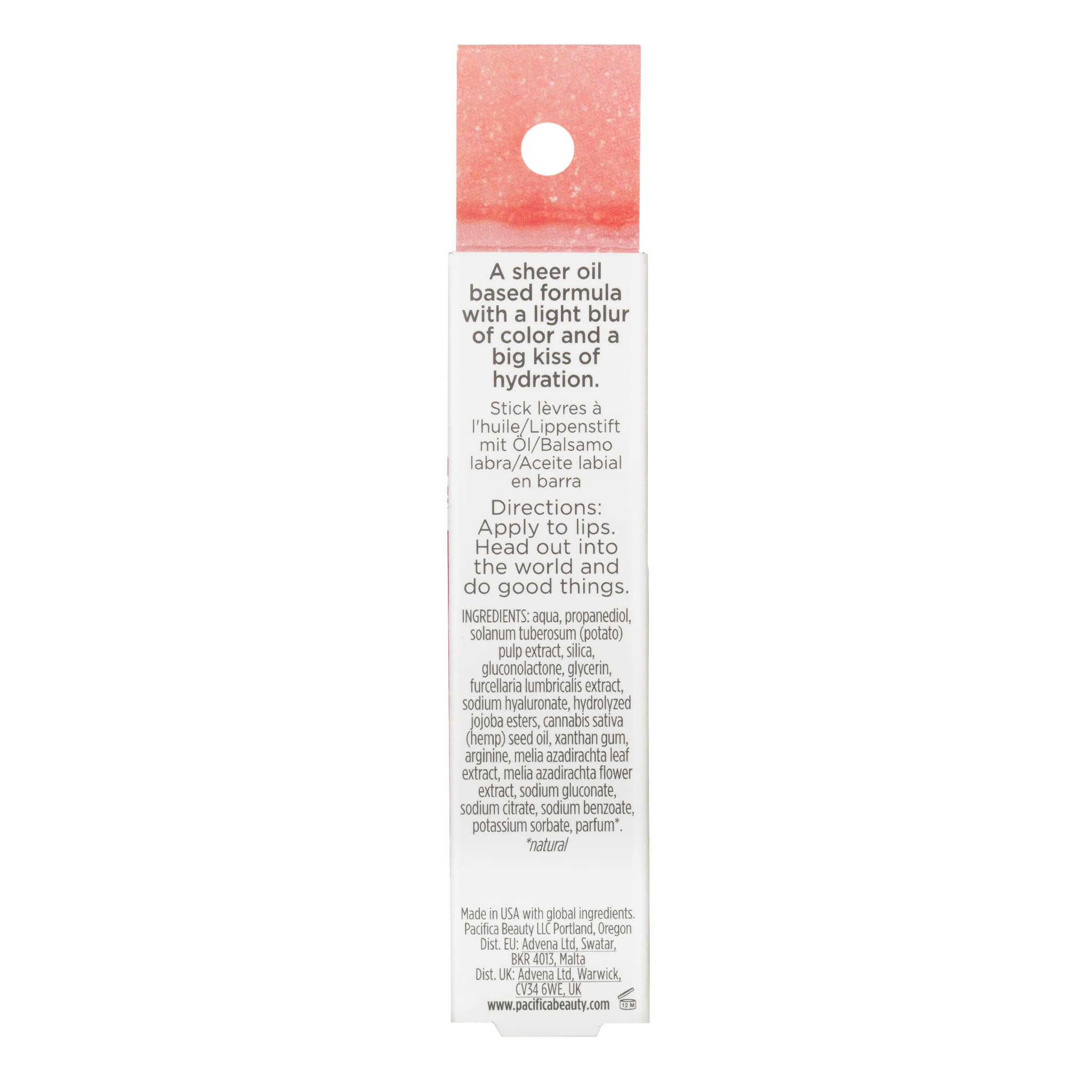 Pacifica Lipstick Oil – Glow Stick Lip Tint Oil - Hydrating Tinted Lip Balm with Vitamin E for Moisturized Lips, Sheer Tint & Natural Gloss, Vegan & Cruelty-Free, 0.14 oz (Pale Sunset)