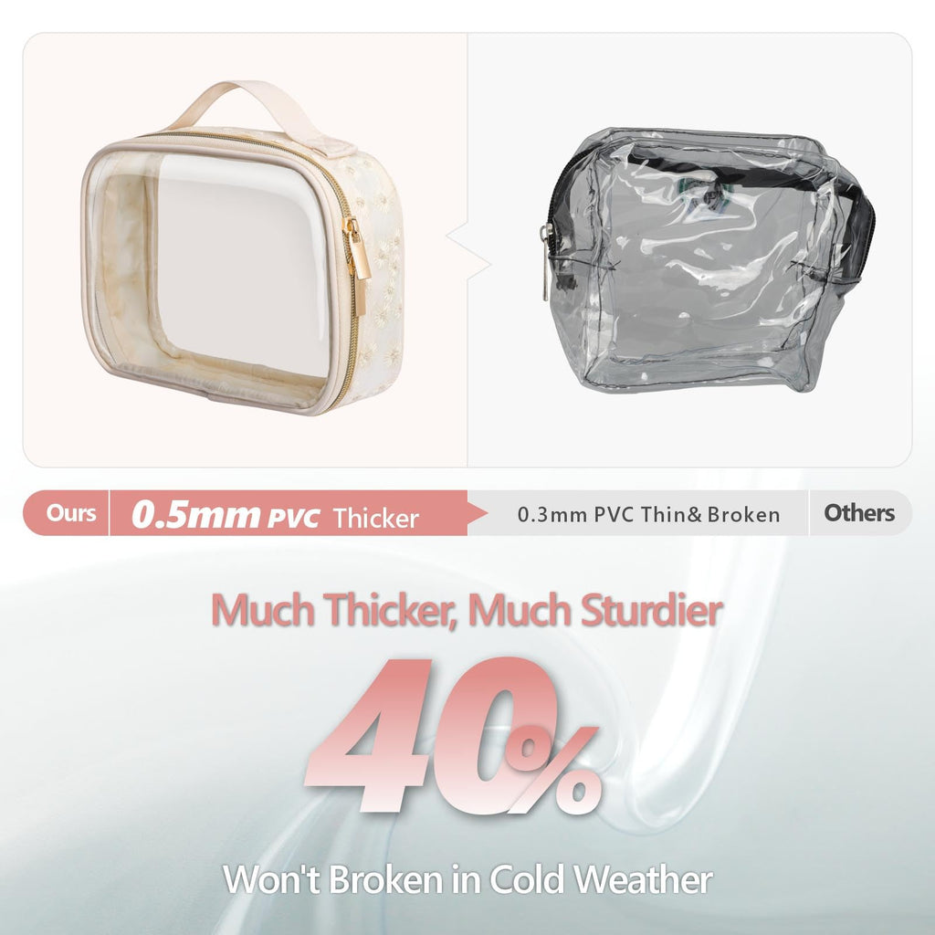 PACKISM Clear Makeup Bag Travel - TSA Approved Toiletry Bag, 2 Pack Beige