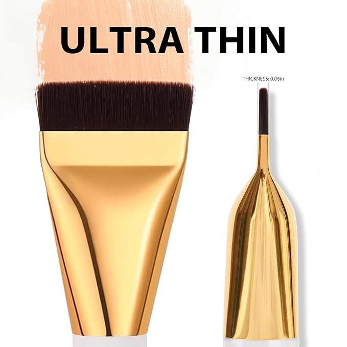 Flat Foundation Brush for Liquid Makeup, Spatula Makeup Brush, Premium Thin Face Makeup Brush for Cream Blending (2 PCS)
