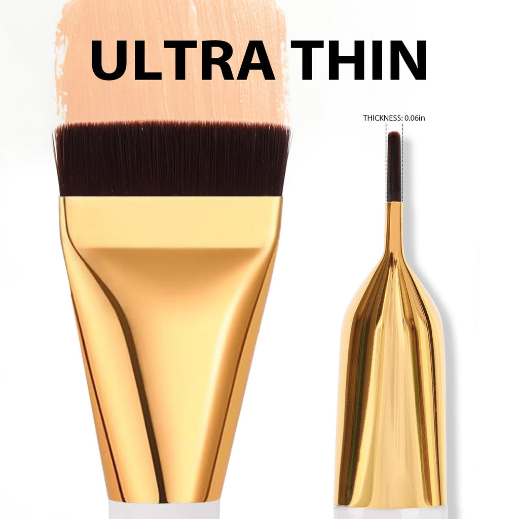 Flat Foundation Brush for Liquid Makeup, Spatula Makeup Brush, Premium Thin Face Makeup Brush for Cream Blending (2 PCS)