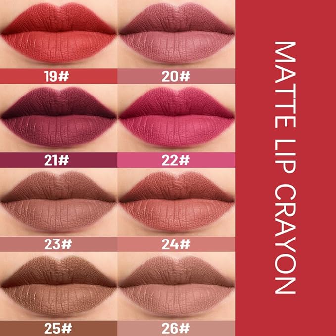 evpct Ruby Red Hot Lip Liner Crayon Pencils Set for Women, Matte Lip Stick Crayon Long Lasting, Lips Pencil Liner and Lipstick set, Lipliner Pencil 24 Hours Long Wearing Lipstick Built-in Sharpener