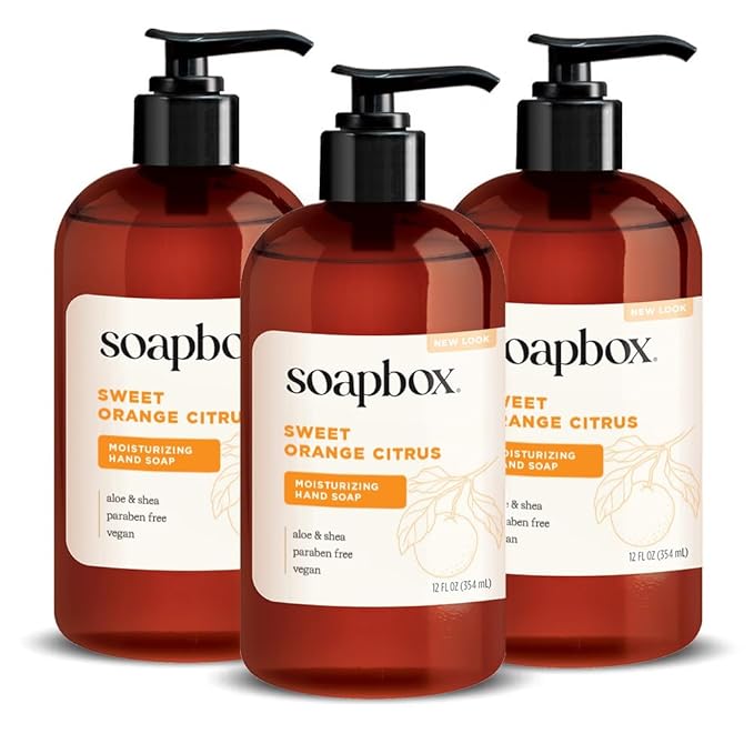 Soapbox Sweet Orange Citrus Liquid Hand Soap - Moisturizing Hand Wash - 3pk
