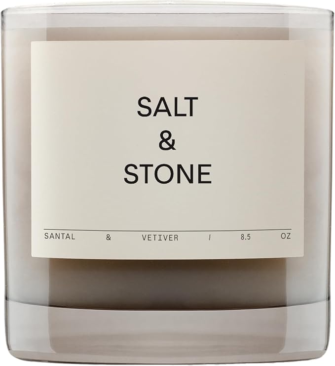 Salt & Stone Coconut & Soy Blend Scented Candle, Santal & Vetiver 8.5 oz