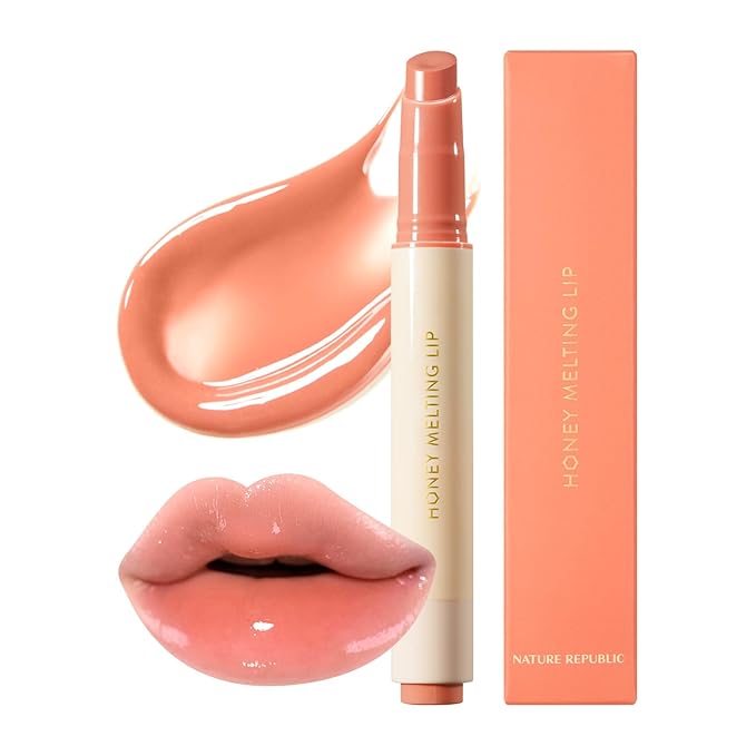 Nature Republic HONEY MELTING LIP (01 APRICOT) | SOFT LIP STICK, Hydrating Gloss, Moisturizing balms, Sheer tint, Shine & Nude, Glowy Finish, korean make up