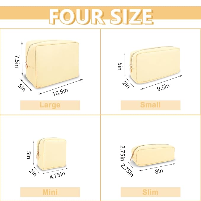 UIXIZQ Small Pencil Case Makeup Bag for Purse, Cute Preppy Nylon Makeup Brush Bag with Zipper, Girls Portable Stationery Storage Case for Office School College (Slim-Sand)