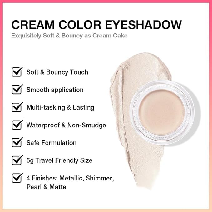 FeiCuiYun Cream Glitter Brulee Shimmer Metallic Eyeshadow Palette Makeup, Natural Single Mini Instant Holographic Eyeshadow For Women, Sombras Crema Para Ojos, Talc, Paraben & Cruelty Free, 705