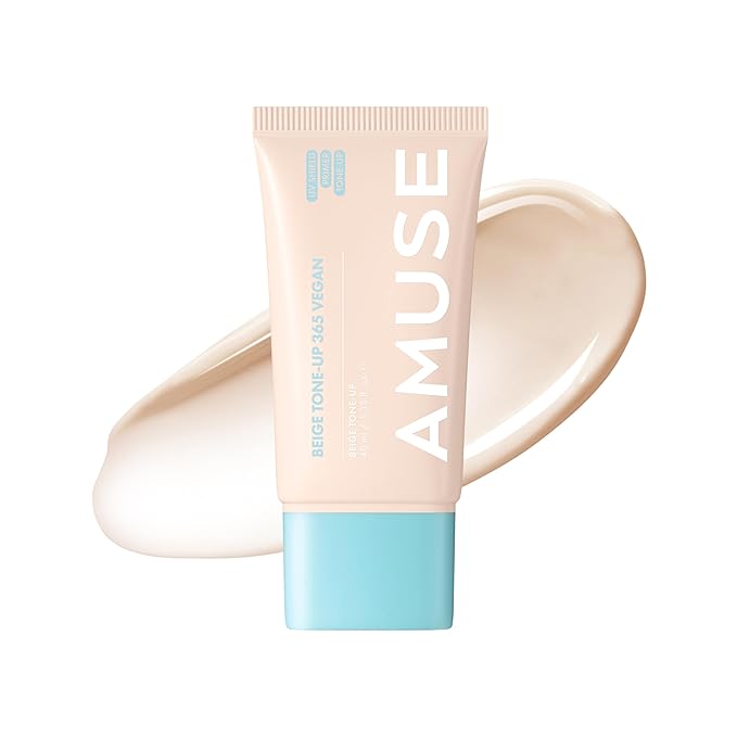 Amuse SEOUL 365 Vegan Beige tone Up Cream - Summer Foundation, Base-skip Tone Up, Beige Color, Natural Coverage, Lightweight, Non-Sticky Facial Lotion, Glow Finish (40ml)
