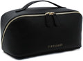 JINYIBAGS Travel Makeup Bag – Large Cosmetic Organizer with Waterproof PU Leather, Smooth Double Zipper & Tear-Resistant Lining, Toiletry Pouch for Women (Black)