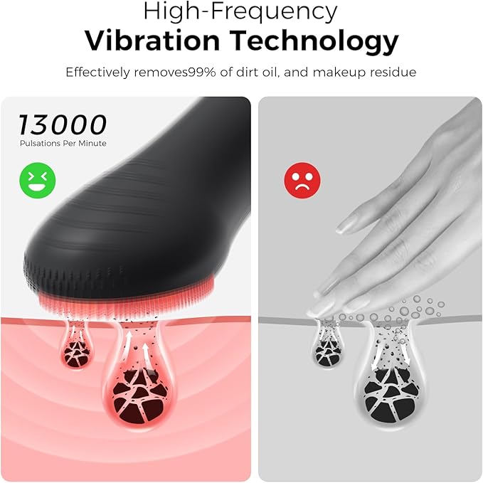 Ccigedy Face Scrubber, Electric Facial Cleansing Brush (Black)