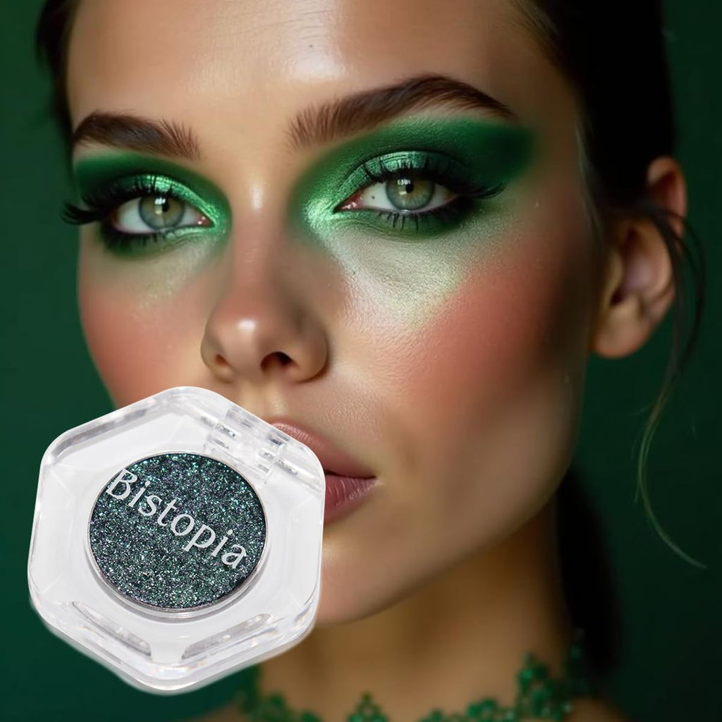 Bistopia Holographic Glitter Single Eyeshadow, Pearlescent Shimmer Metallic Cream Powder Eye Makeup, Blendable Long Lasting Waterproof, Multi-Use Face Highlighter, 2g(Time Lapse)