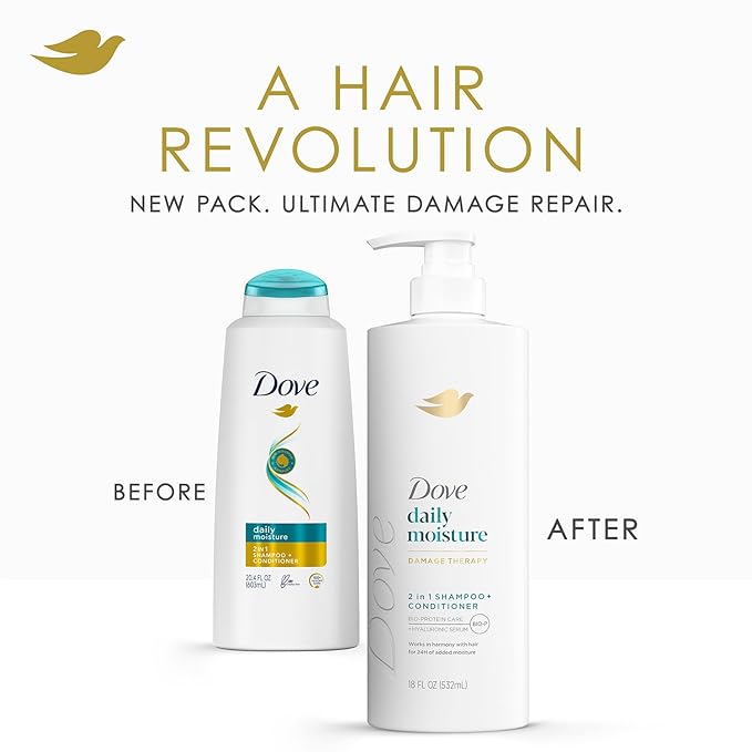 Dove Shampoo & Conditioner 2-in-1 + Beauty Bar Soap 8-Pack – Deep Hydration for Revitalizing Dry Hair and Skin (9-Piece Set)