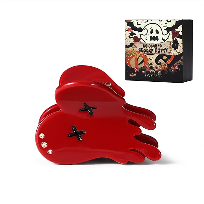 Halloween Hair Clips for Women Original Italian Claw for Girls Red Heart