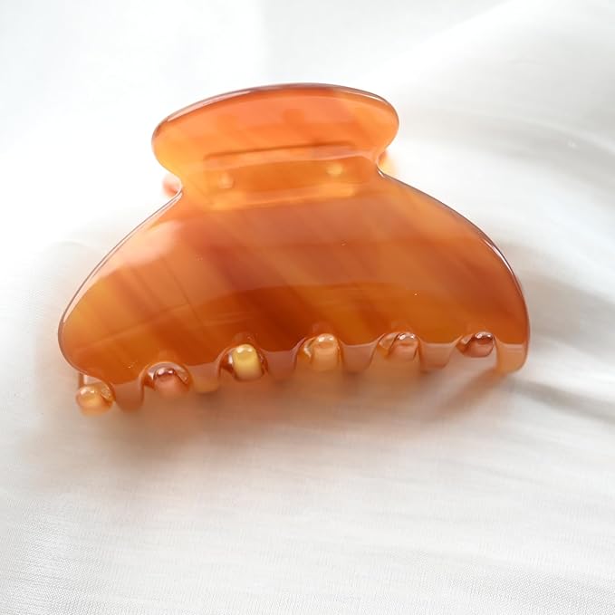 Prettyou Handmade Celluloid Acetate French Design Barrettes Tortoise Shell Claws Hair Claw Luxury Fashion Accessories Hair Clip for Women (amber)