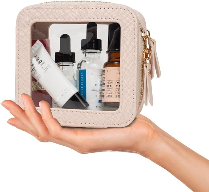 FFpaw Clear Makeup Bag, Small Makeup Bag TSA Approved Toiletry Bag Cosmetic Travel Bag Cute Makeup Bag Organizer Makeup Case Pouch Car Essentials for Women Men