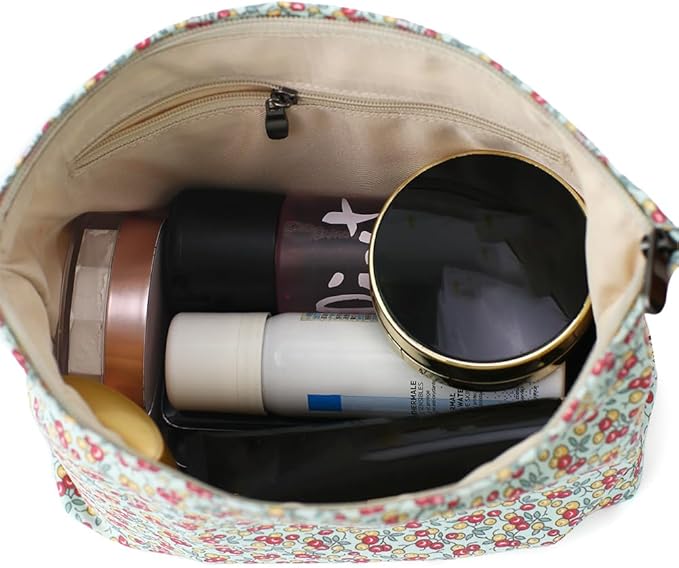 BBORGDC Large Capacity Cotton Printed Makeup Bag - Travel Cosmetic Pouch & Toiletry Organizer with Zipper, Perfect for Daily Use or as a Gift