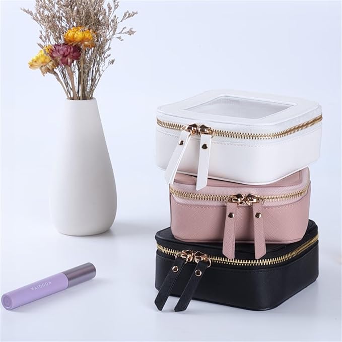 FASAOH Small Clear Makeup Bag Travel Cosmetic Case, Portable Make Up Organizer Traveling Compact Car Bag for Essentials Transparent Toiletry Bag with Zipper