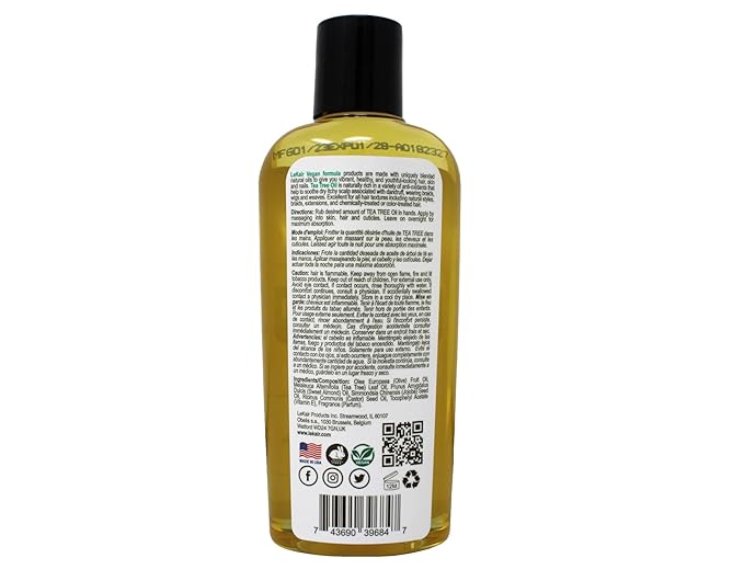 LeKair Tea Tree Oil Vegan Formula – Soothing Oil for Dry Scalp, Flaky Skin, Itchy Scalp & Nails – Fights Dandruff & Promotes Hydration – 3.4 fl oz
