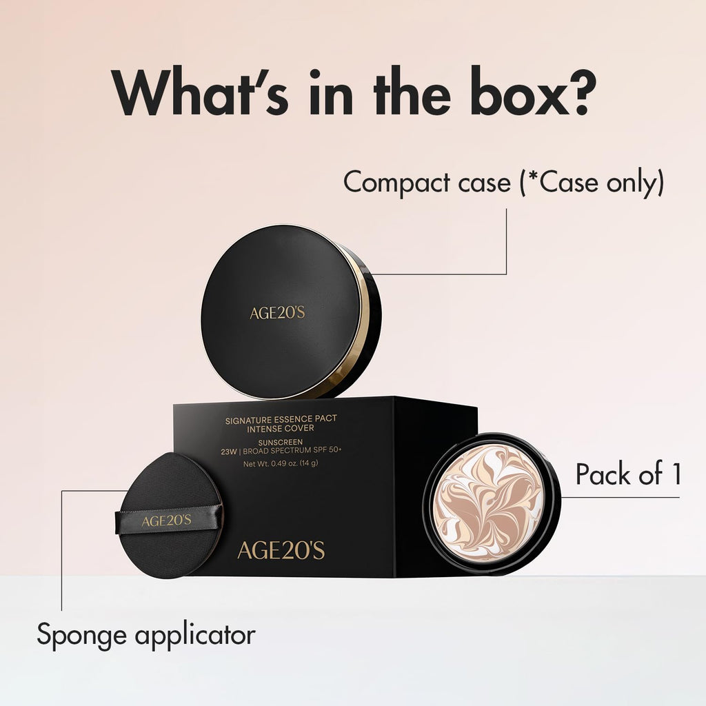 AGE20'S Signature Essence Pact SPF 50+ | Pack of 1 | 23W BEIGE | Cream Foundation, Dewy Finish, Natural Coverage | Korean Cushion Foundation