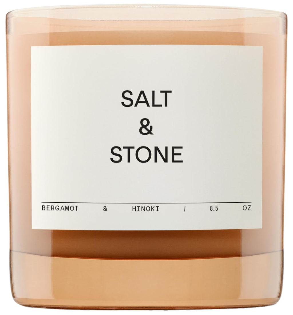 Salt & Stone Coconut & Soy Blend Scented Candle, Bergamot & Hinoki 8.5 oz