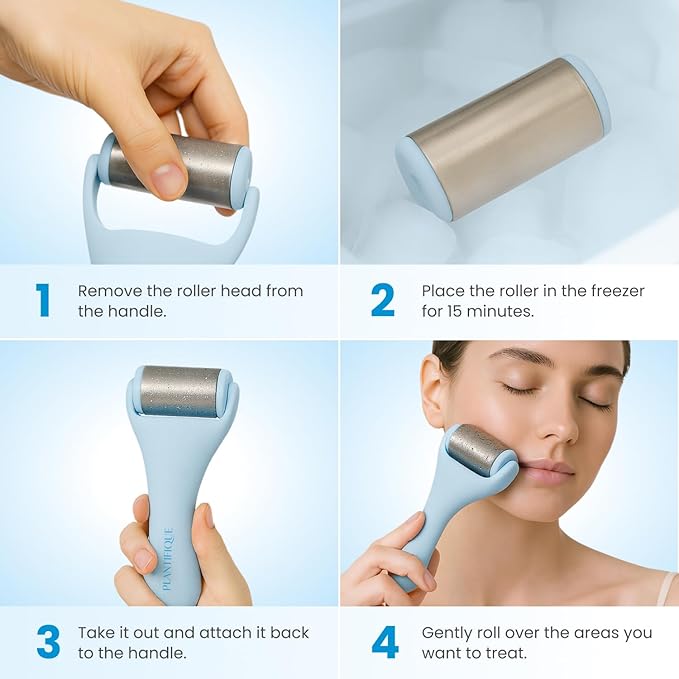 PLANTIFIQUE Ice Roller & Guasha Tool for Face - Reduce Puffiness & Soothe