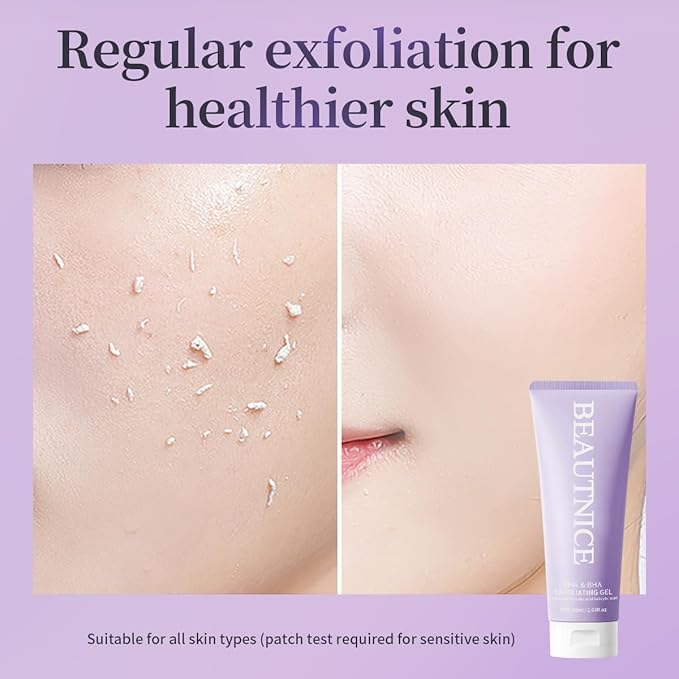 BEAUTNICE Exfoliating Gel – AHA BHA with Glycolic, Salicylic & Lactic Acid for Pores, Blackheads, Acne, Sensitive Skin, Gentle Face & Body Peel Gel Centella, 2.03 fl oz