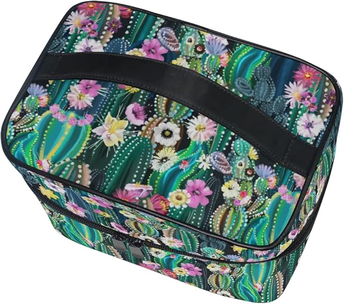 MNSRUU Makeup Bag, Watercolor Cactus Travel Makeup Organizer Bag Cosmetic Cases Toiletry Bags for Girl Women Ladies