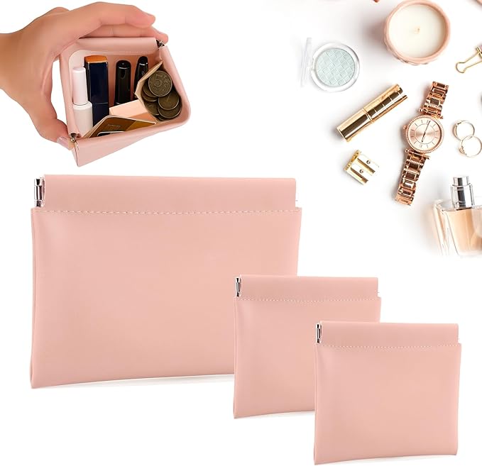 BUSOHA 3 Pack Small Makeup Bags for Purse - Coin Purse for Women