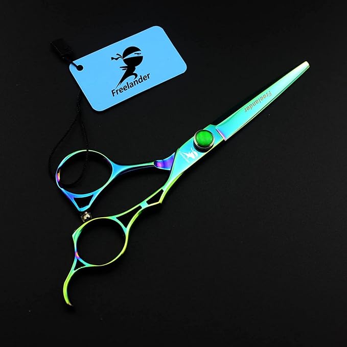 ROCOCO 6.0 Inch Hand Sharpened Hair Cutting Scissors Set with Case - Green