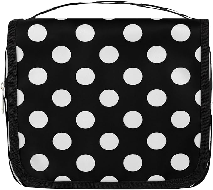 Polka Dot Travel Toiletry Bag Women Men Hanging Cosmetic Organizer Portable