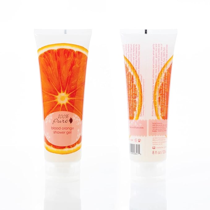 100% PURE Blood Orange Shower Gel Natural Foaming & Hydrating Body Wash