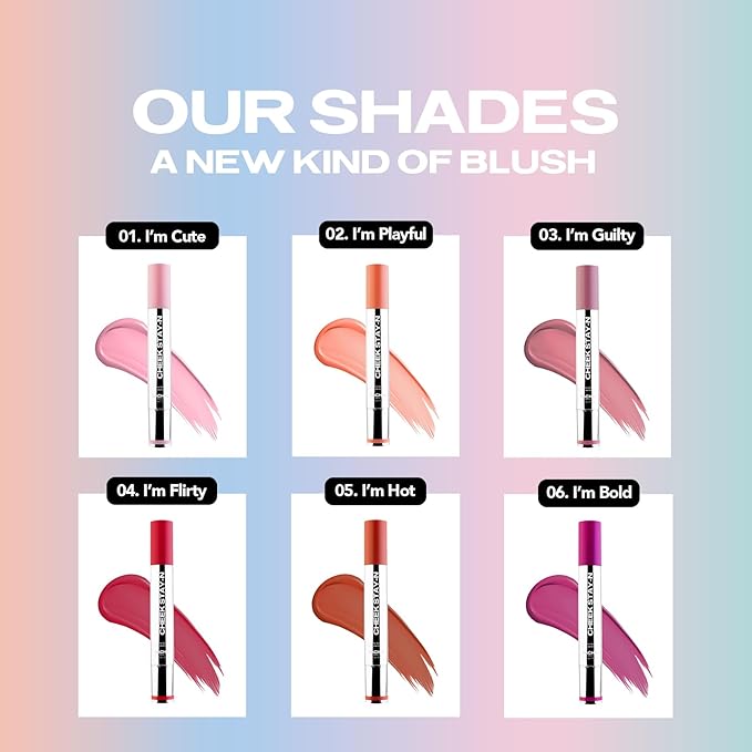 Sacheu Cheek STAY-N Liquid Blush for Cheeks — High Pigment, Buildable, Lightweight Cream Blush for Dewy & Radiant Flushed Cheeks — Long-lasting & Cruelty Free, I'm Guilty