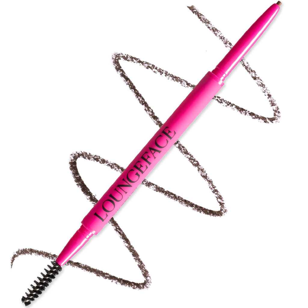 Loungeface Brow Pencil - Fine Tip, Smooth & Creamy, Long Wearing, Water Resistant - Buildable Looks: Natural to Bold Eyebrows - Vegan & Cruelty Free Women's Beauty, Eyebrow Filler Makeup (Black Brown)