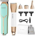 BLIBEE Hair Clippers & 1 Bikini Trimmer - Waterproof Electric Clippers & 4 in 1 Bikini Trimmer Set, Deluxe Wet/Dry Body Shaver for Nose Eyebrows Beard Pubic Hair, Green
