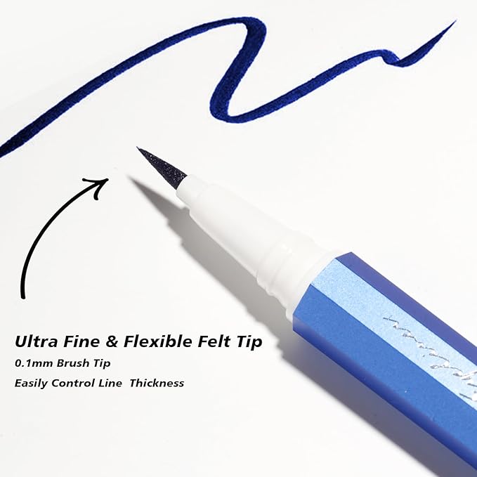 YES.EYE DO Liquid Eyeliner, Deep Blue Eyeliner Pen, Long Lasting Blue Eye Liner with Felt Tip, Precision Colored Eye Liner Pen, Water Removable, Easy to Use, Body Art Use (Midnight Wave)