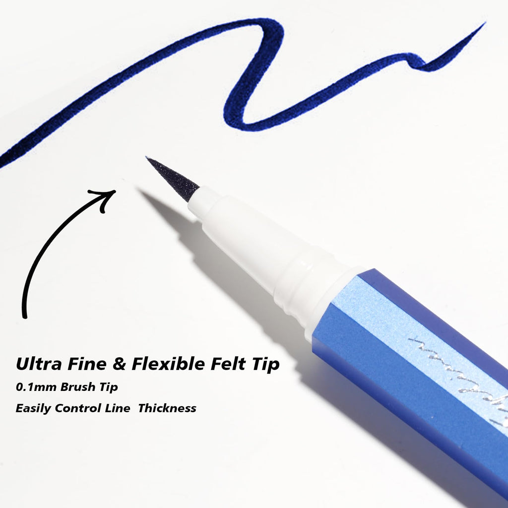YES.EYE DO Liquid Eyeliner, Deep Blue Eyeliner Pen, Long Lasting Blue Eye Liner with Felt Tip, Precision Colored Eye Liner Pen, Water Removable, Easy to Use, Body Art Use (Midnight Wave)