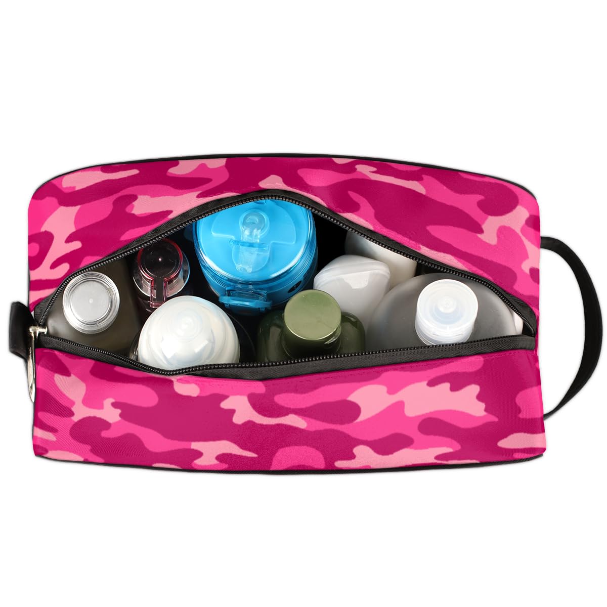 Pink Camo Camouflage Pattern Travel Toiletry Bag for Women Men Lightweight Cosmetic Makeup Bag Organizer Waterproof Shaving Bag Dopp Kit with Large Capacity for Toiletries and Shaving Accessories